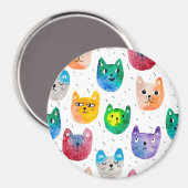 Waterverf katten en vrienden magneet (Voorkant / Achterkant)