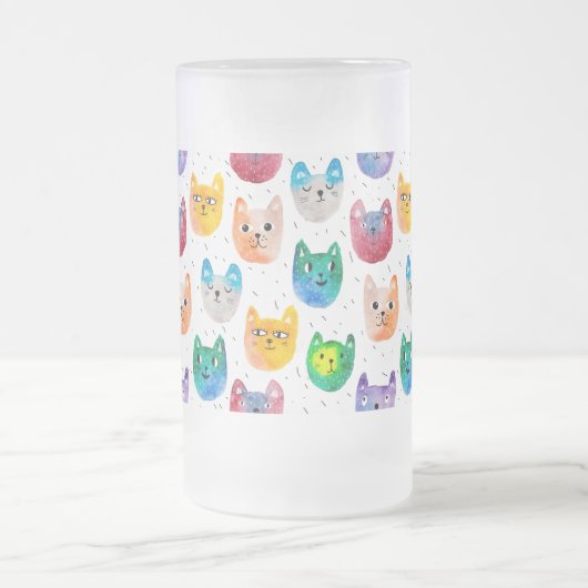 Waterverf katten en vrienden matglas bierpul (Center)