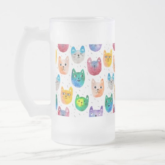 Waterverf katten en vrienden matglas bierpul (Links)