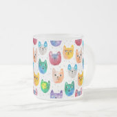Waterverf katten en vrienden matglas koffiemok (Voorkant rechts)