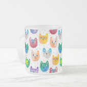 Waterverf katten en vrienden matglas koffiemok (Voorkant links)