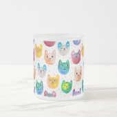 Waterverf katten en vrienden matglas koffiemok (Center)