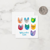 Waterverf katten en vrienden notitiekaartje (Voorkant / Achterkant in situ)