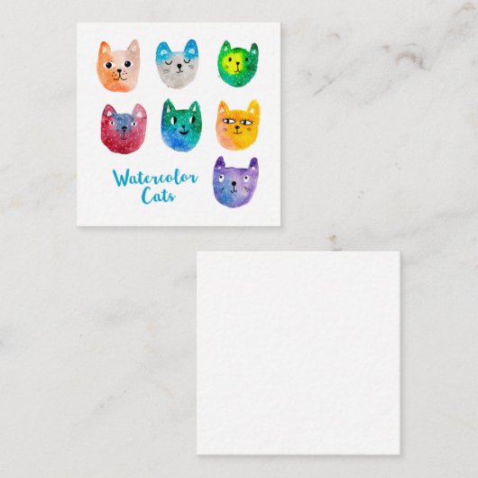 Waterverf katten en vrienden notitiekaartje (Voorkant / Achterkant)