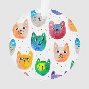 Waterverf katten en vrienden ornament