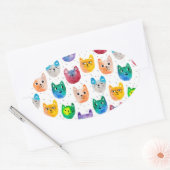 Waterverf katten en vrienden ovale sticker (Envelop)