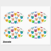 Waterverf katten en vrienden ovale sticker (Vel)