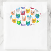 Waterverf katten en vrienden ovale sticker (Tas)