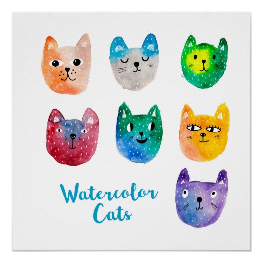Waterverf katten en vrienden perfect poster (Voorkant)