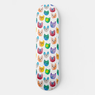 Waterverf katten en vrienden persoonlijk skateboard