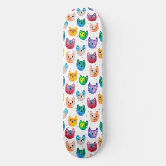 Waterverf katten en vrienden persoonlijk skateboard (Voorkant)