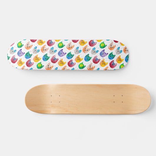 Waterverf katten en vrienden persoonlijk skateboard (Horizontaal)