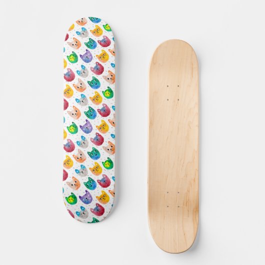Waterverf katten en vrienden persoonlijk skateboard (Voorkant)