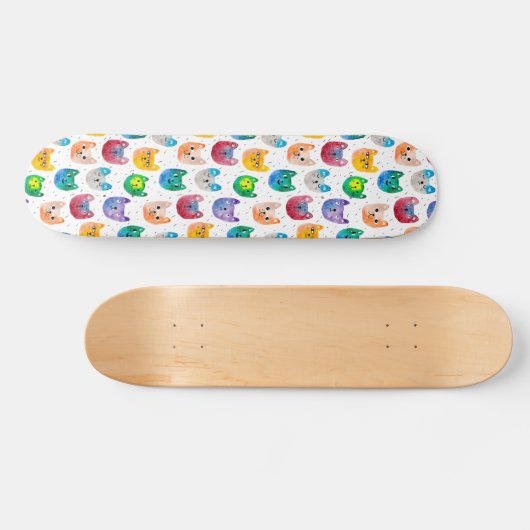 Waterverf katten en vrienden persoonlijk skateboard (Horizontaal)