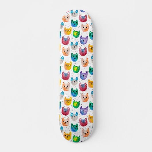Waterverf katten en vrienden persoonlijk skateboard (Voorkant)