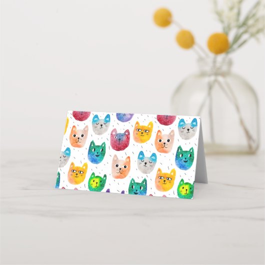 Waterverf katten en vrienden plaatskaartje (Voorkant)