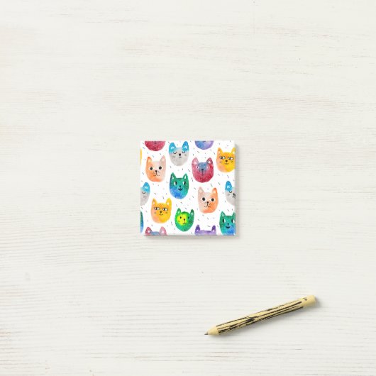 Waterverf katten en vrienden post-it® notes (Op bureau)