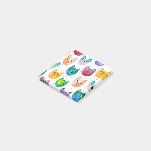 Waterverf katten en vrienden post-it® notes (Schuin)