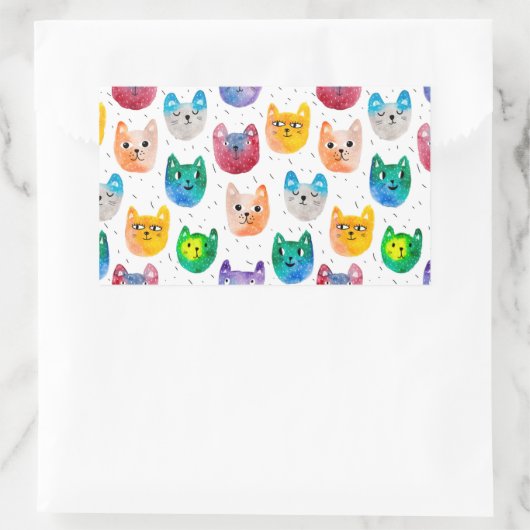 Waterverf katten en vrienden rechthoekige sticker (Tas)