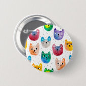 Waterverf katten en vrienden ronde button 5,7 cm (Voorkant /achterkant)