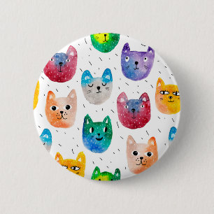 Waterverf katten en vrienden ronde button 5,7 cm