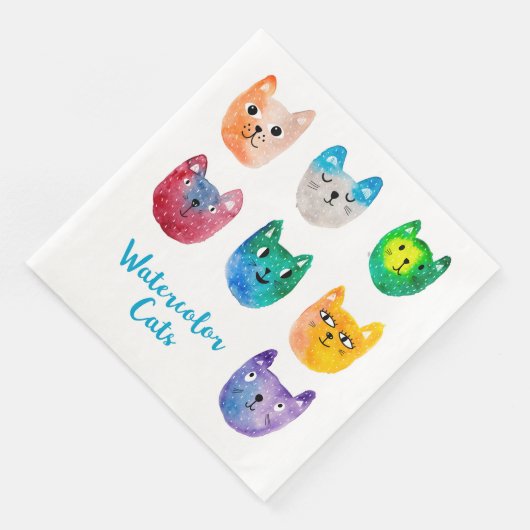 Waterverf katten en vrienden servet (Hoek)