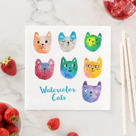 Waterverf katten en vrienden servet (Insitu)