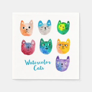 Waterverf katten en vrienden servet
