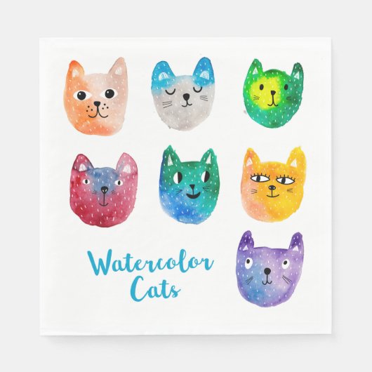 Waterverf katten en vrienden servet (Voorkant)