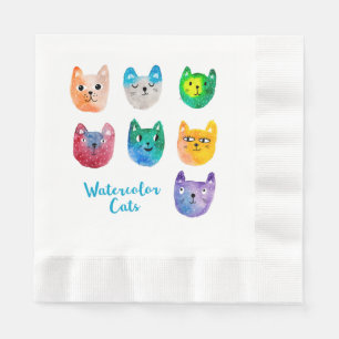 Waterverf katten en vrienden servet