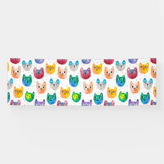 Waterverf katten en vrienden spandoek