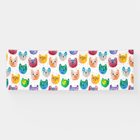 Waterverf katten en vrienden spandoek (Horizontaal)
