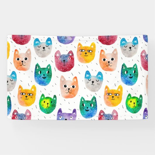 Waterverf katten en vrienden spandoek (Horizontaal)