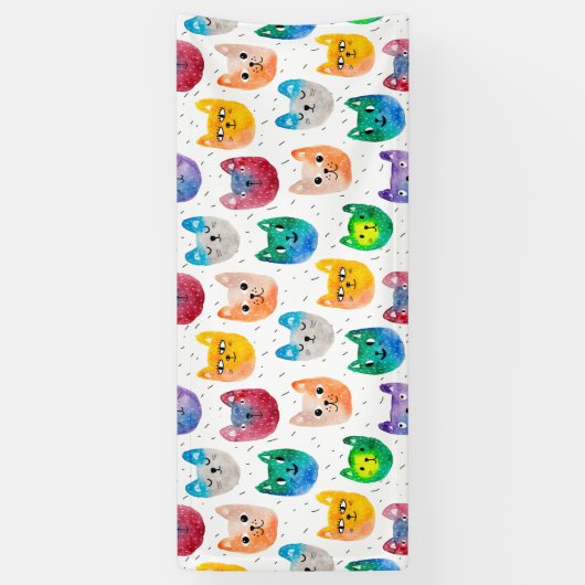 Waterverf katten en vrienden spandoek (Verticaal)