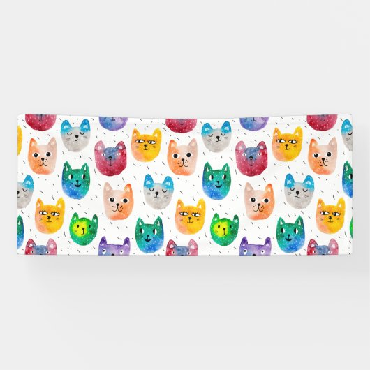 Waterverf katten en vrienden spandoek (Horizontaal)