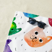 Waterverf katten en vrienden strandlaken (In situ)