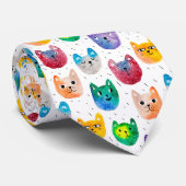 Waterverf katten en vrienden stropdas (Opgerold)