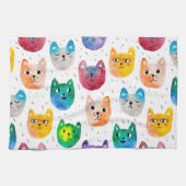 Waterverf katten en vrienden theedoek (Horizontaal)