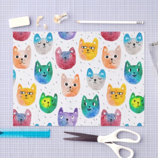 Waterverf katten en vrienden tissuepapier (Craft)