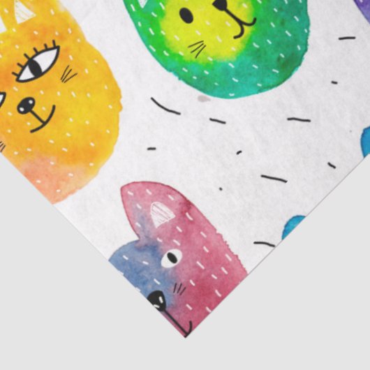 Waterverf katten en vrienden tissuepapier (Detail)