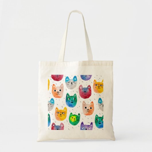 Waterverf katten en vrienden tote bag (Voorkant)