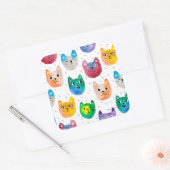 Waterverf katten en vrienden vierkante sticker (Envelop)