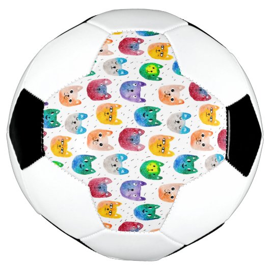 Waterverf katten en vrienden voetbal (Gedraaid)
