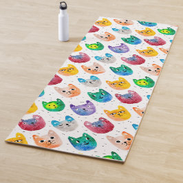 Waterverf katten en vrienden yogamat