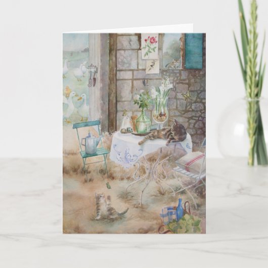 Waterverf katten in het Boerderij schilderen Kaart (Voorkant)