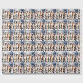 Waterverf katten in sneeuwvlokken cadeaupapier (Vlak)