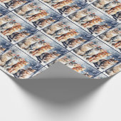 Waterverf katten in sneeuwvlokken cadeaupapier (Hoek)