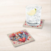 Waterverf katten met hart kartonnen onderzetters (Insitu)