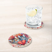 Waterverf katten met hart ronde kartonnen onderzetter (Insitu)