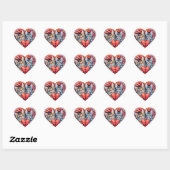 Waterverf katten met hart sticker (Vel)